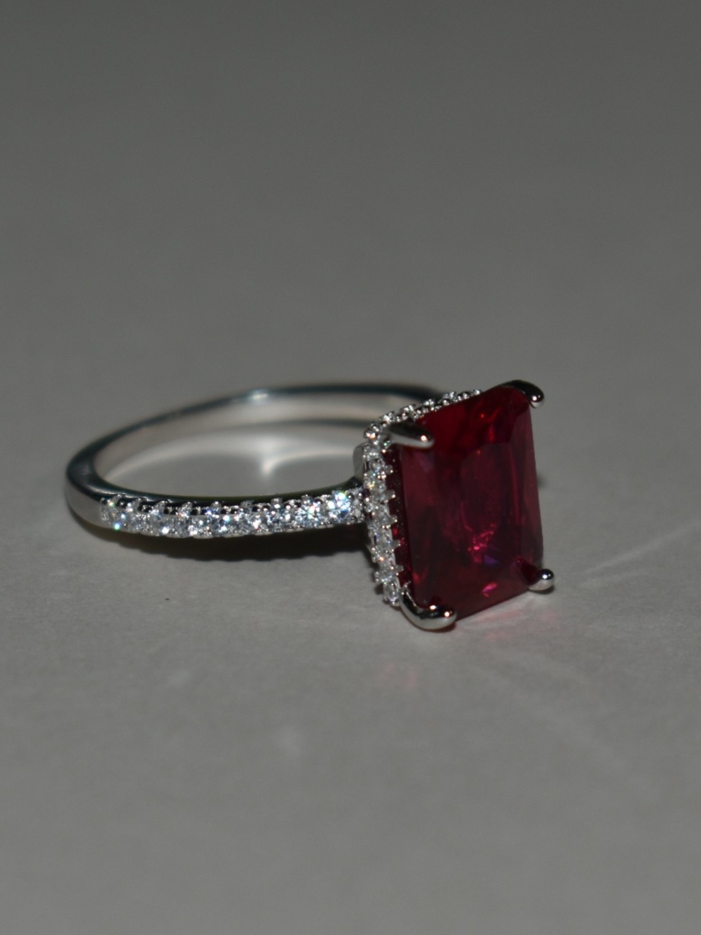 Moissanite 4ct Ruby Ring - Picture 8 of 10